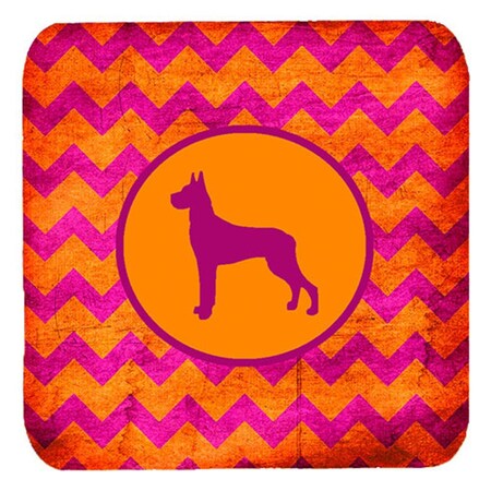 Carolines Treasures Great Dane Chevron Pink And Orange Foam Coasters- Set of 4 SDK1080-B-FC